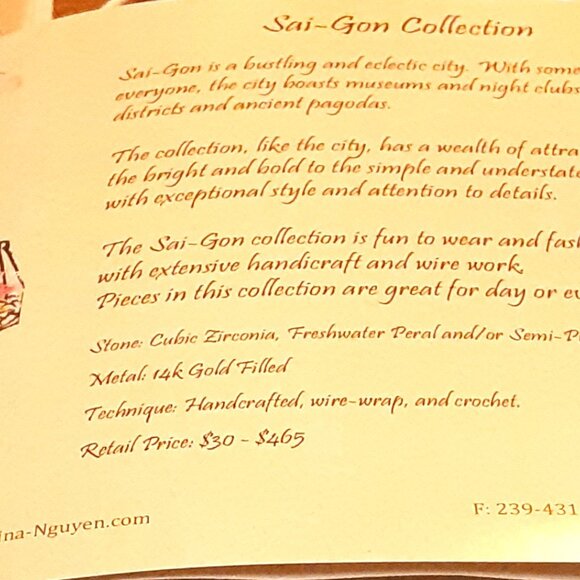 Designer Nina Nguyen sterling clear dangle earrings from her Sai-Gon Collection - Picture 4 of 14